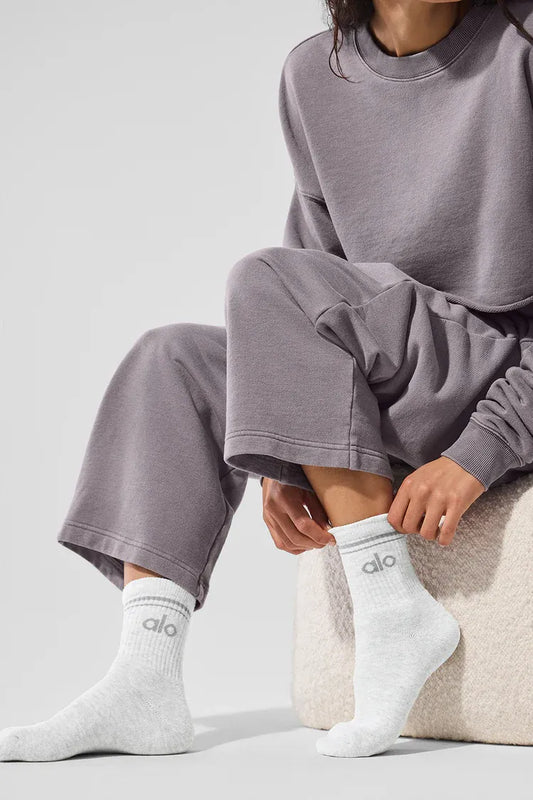Meia Unisex Retrô Cano Alto Grey detalhe