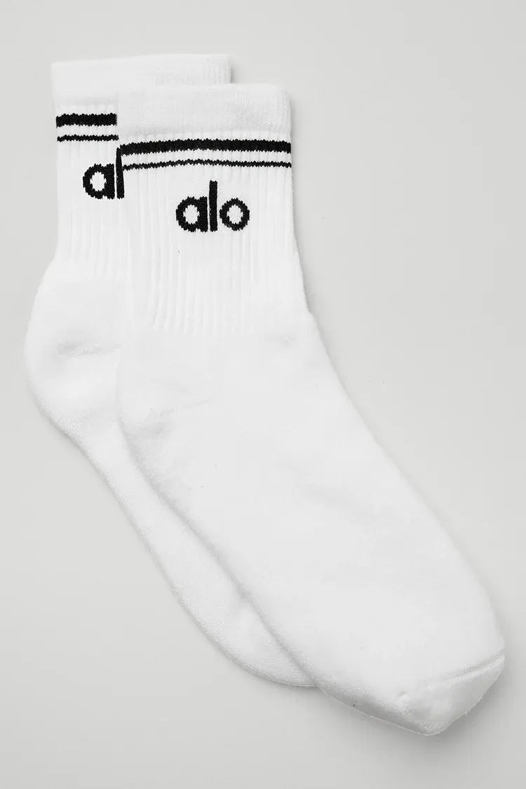 Meia Unisex Retrô Cano Alto White/Black