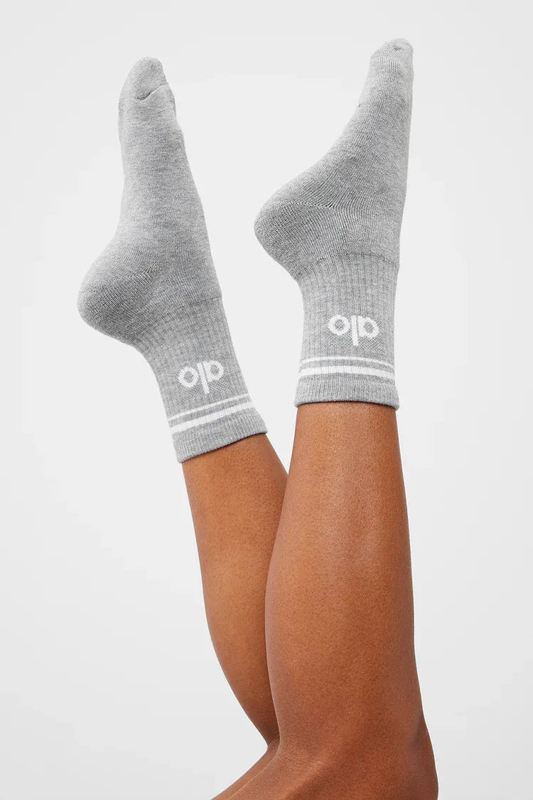 Meia Unisex Retrô Cano Alto Grey detalhe