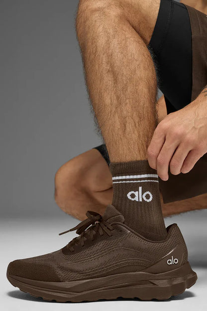 Meia Unisex Retrô Cano Alto Espresso detalhe