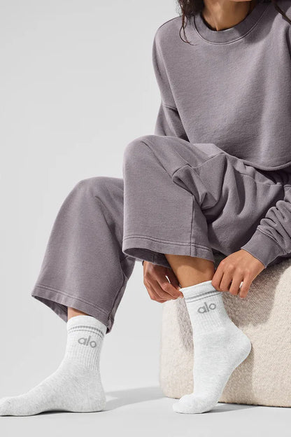 Meia Unisex Retrô Cano Alto Grey detalhe