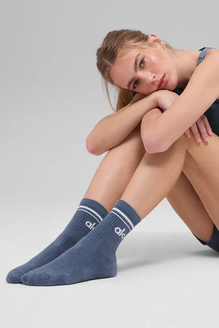 Meia Unisex Retrô Cano Alto Bluestone detalhe